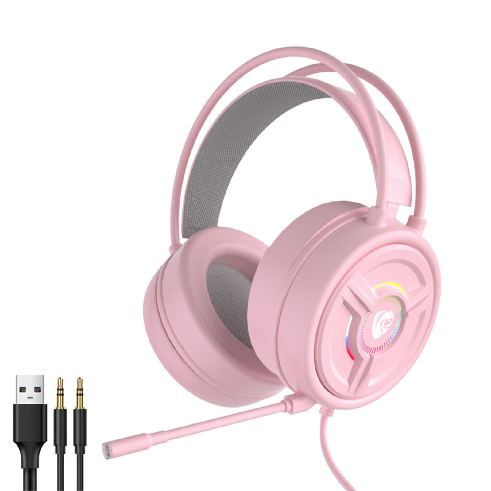 3.5mm Gaming Headset w/LED Light, Stereo Surround Sound, PSH-200 Gaming Headphones with Noise Cancelling Mic for PC Laptop