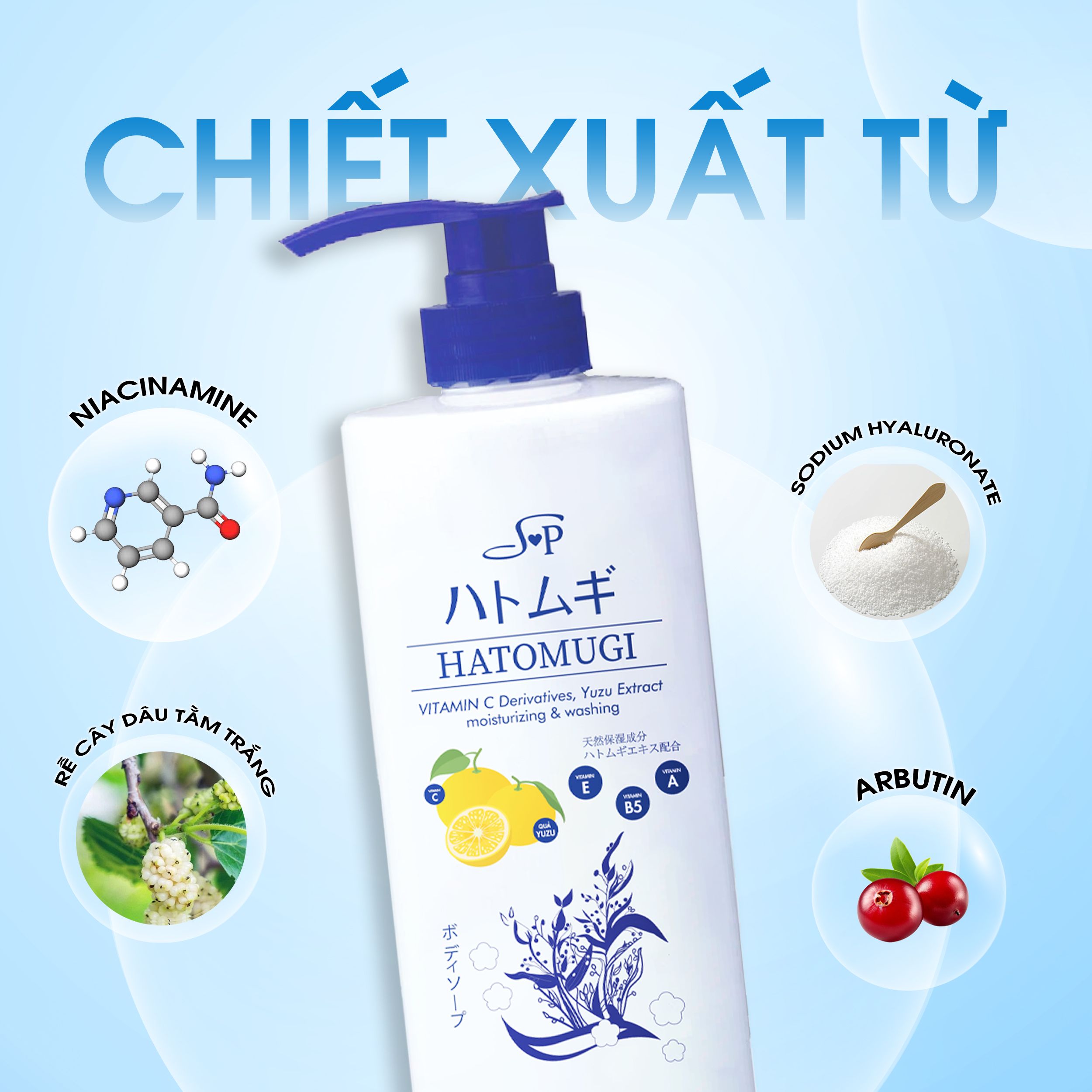 Sữa Tắm Dưỡng Ẩm Và Làm Trắng Da SHP Hatomugi Body Soap White &amp; Moisture Rich (800ML)