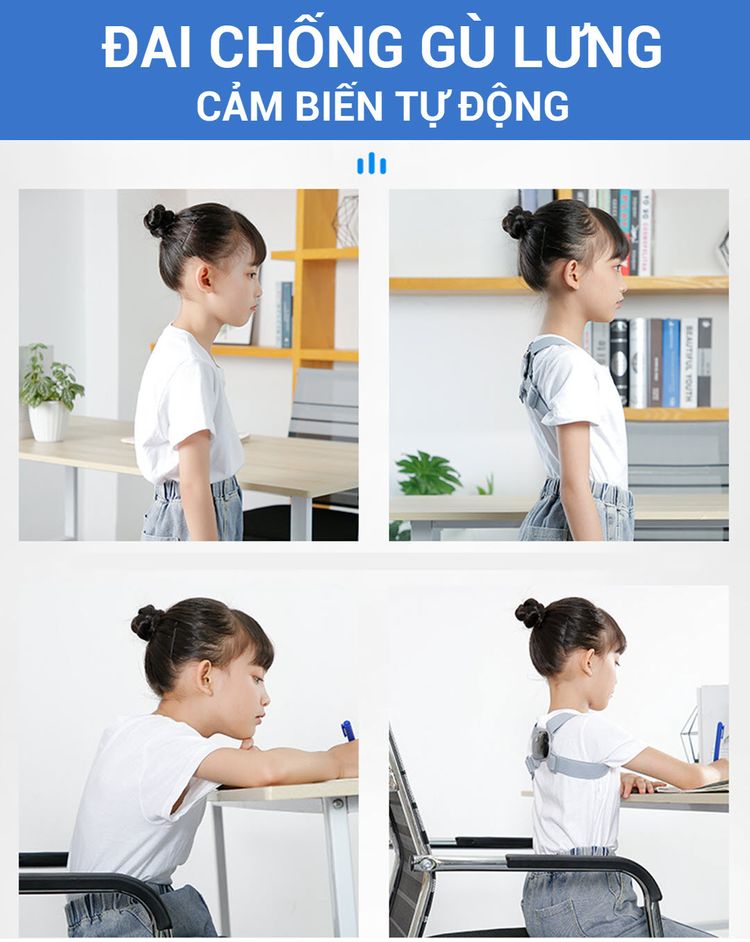 Đai Chống Gù Lưng Rung Nhật Bản, dành cho trẻ em, học sinh, trẻ nhỏ