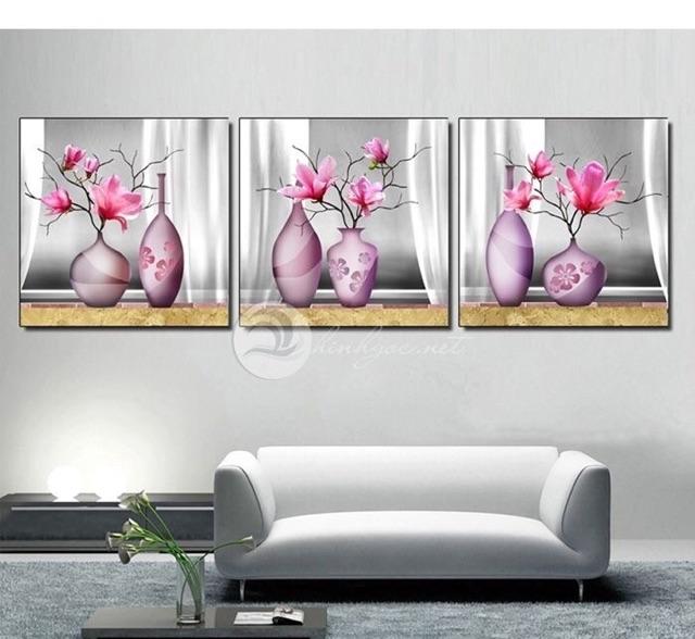 Bộ 3 tranh hoa đẹp kích thước 40*40
