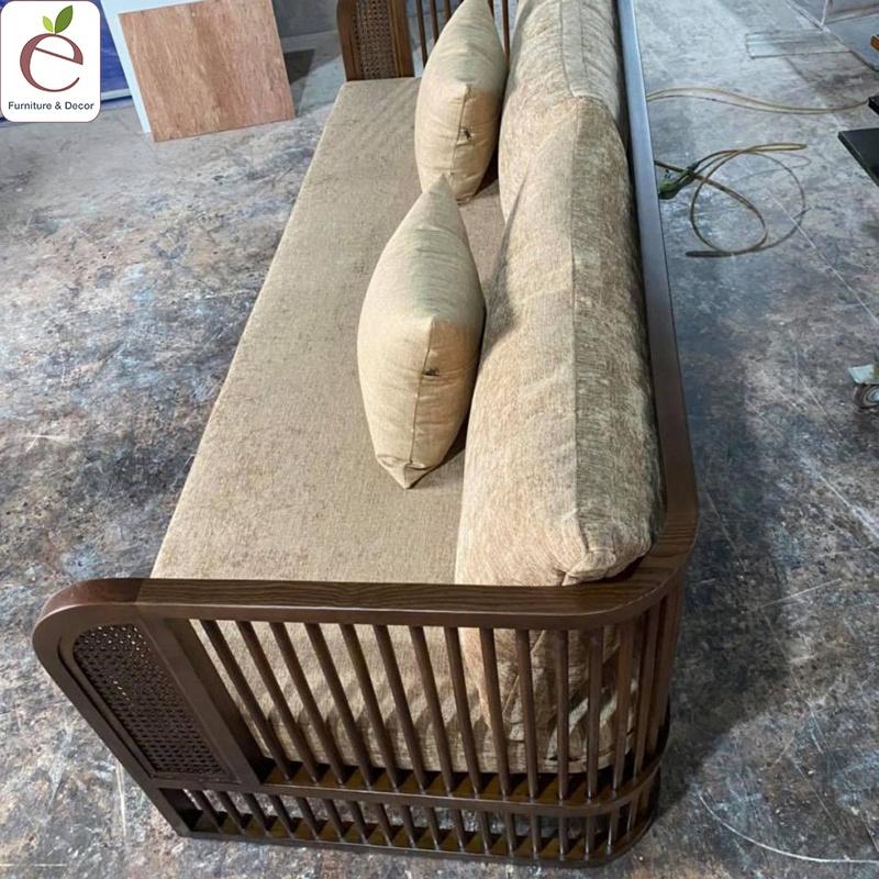 Sofa văng Dedar tay mây - Sofa nan gỗ, đan mây tự nhiên. Hàng gia công tỉ mỉ, chất lượng xuất khẩu. Bảo hành 12 tháng.