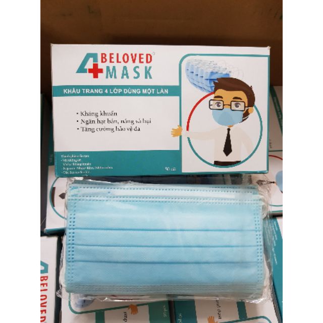 Combo 5 hộp khẩu trang y tế 4 lớp  4BELOVED MASK cao cấp kháng khuẩn , ngừa bụi , bảo vệ sức khỏe