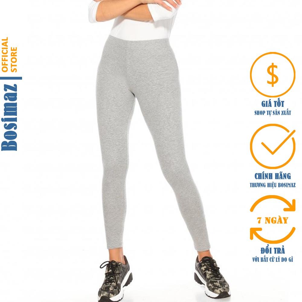 Quần Legging Nữ Bosimaz MS015 dài không túi màu tiêu xám nhạt cao cấp, thun co giãn 4 chiều, vải đẹp dày, thoáng mát