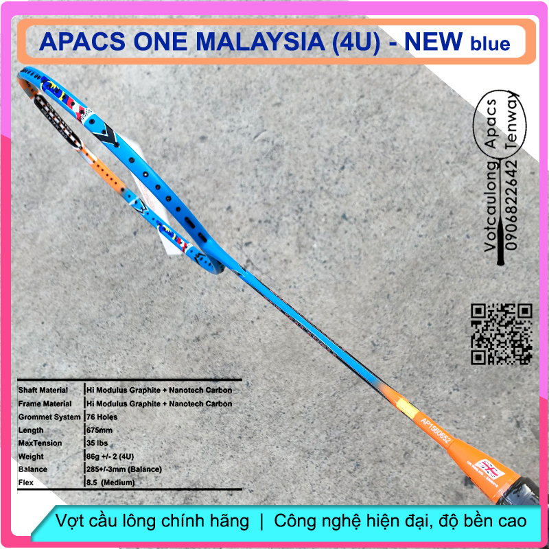 Vợt Cầu Lông Apacs One Malaysia – 4U New Blue | Vợt đẹp trong tầm giá, bền bỉ với thời gian, phù hợp đánh phong trào