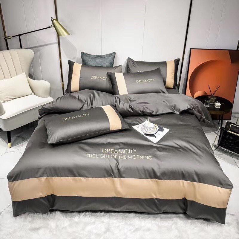 Bộ Vỏ Chăn Ga Gối Lụa DREAM - SUMOI Đơn Giản Mà Cực Chất - Màu Nâu Tây