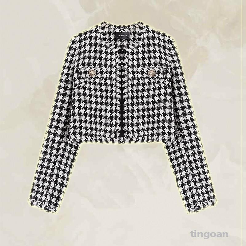 Áo khoác tweed croptop caro tingoan LOVE POEM JACKET/CR V2