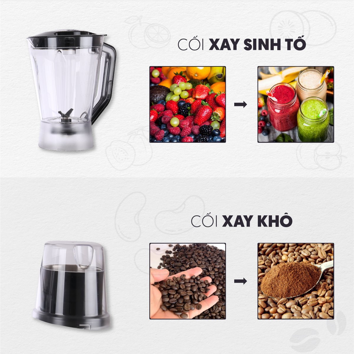 Máy xay sinh tố, ép trái cây, xay khô, cắt lát, bào sợi, xay thịt 7 trong 1