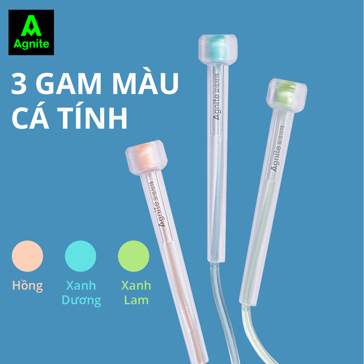 Dây nhảy tập thể dục Trong suốt Agnite chính hãng - Lõi nhựa PVC cao cấp - Dài 2.8m - Màu Hồng/Xanh dương/Xanh lá - F4122