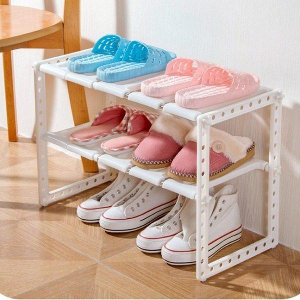 Kệ để xoong nồi gầm bếp ga hình chữ nhật điều chỉnh độ dài tùy ý tiện lợi