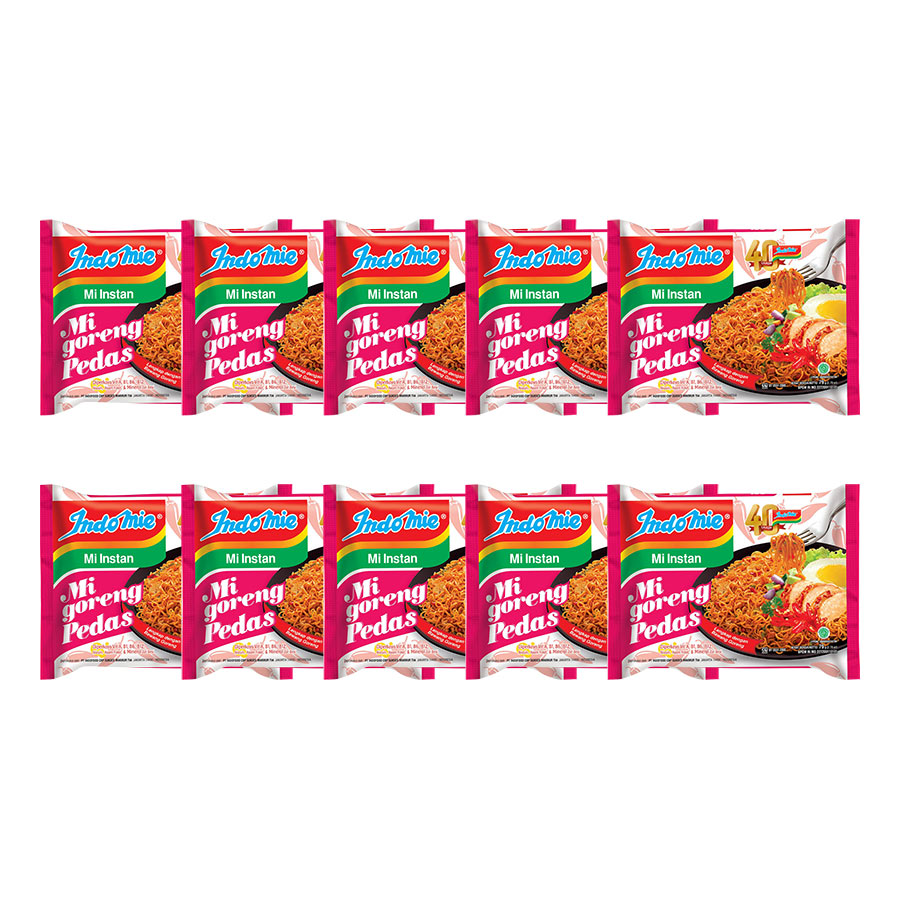 Thùng 40 Gói Mì Xào Khô Indomie Vị Cay Nồng - Mi Goreng Pedas