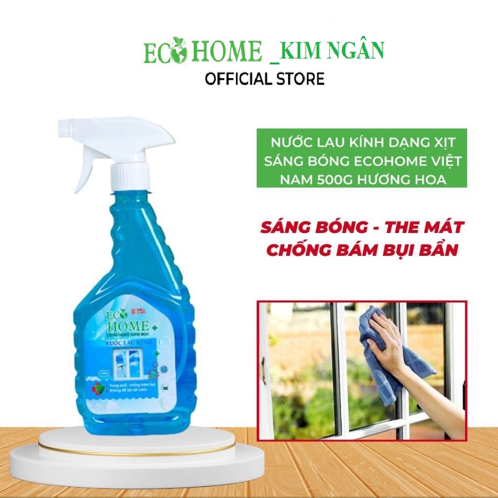 Nước Lau Kính Dạng Xịt Sáng Bóng Ecohome Việt Nam 500g Hương Hoa Nhài Thơm Ngát