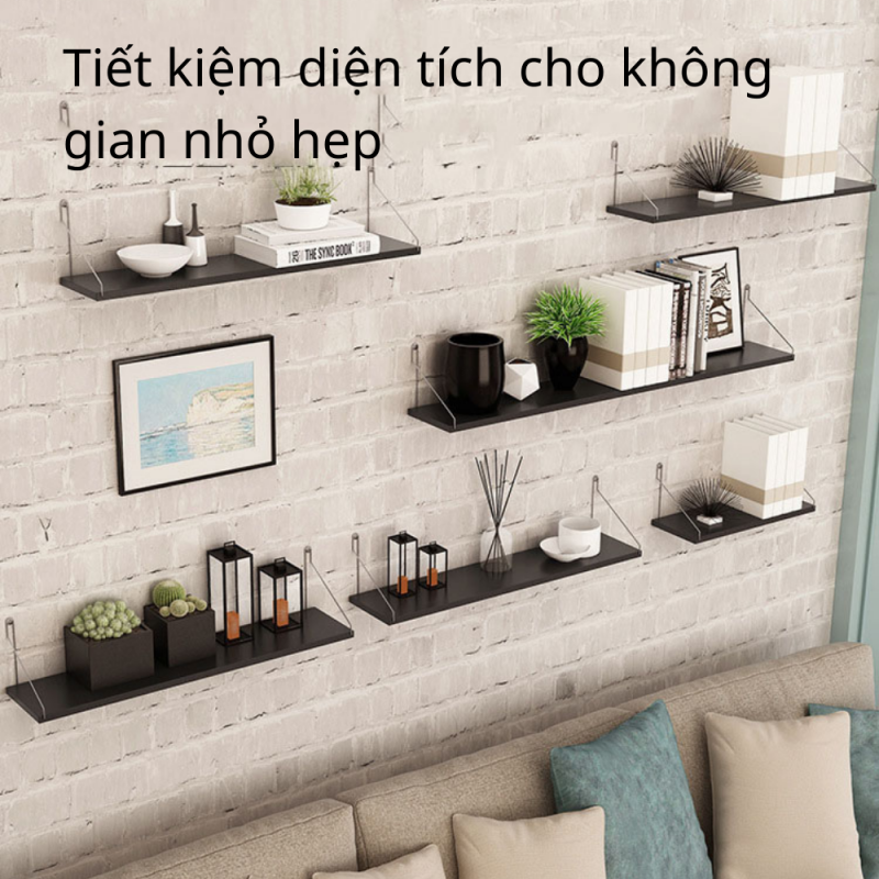 Kệ Trang Trí Treo Tường  Gỗ FIVO Mã FB40 Không Cần Khoan Tặng Kèm Đinh 4 Chân Chịu Lực Lên Đến 10KG Với Móc Treo Inox Dễ Dàng Gắn Lên Tường