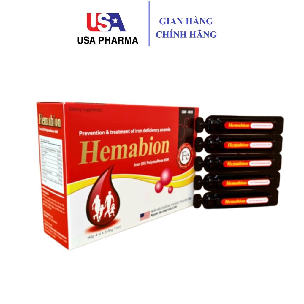 Hemabion giúp bổ sung sắt, acid folic giúp thai nhi phát triển khỏe mạnh cho phụ nữ mang thai - Hộp 20 ống