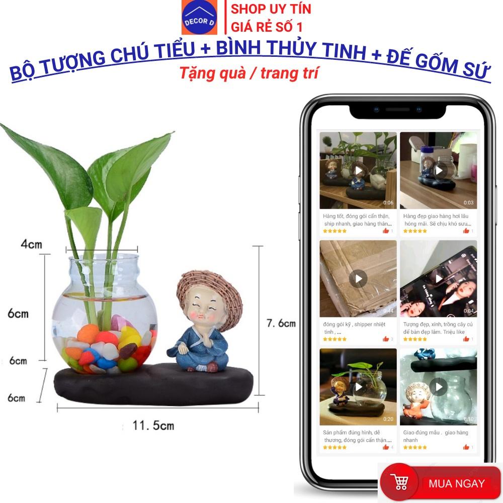 Combo tượng chú tiểu, tượng trang trí, bình hoa lọ hoa thủy tinh trồng cây nuôi cá – Trang trí, tặng quà