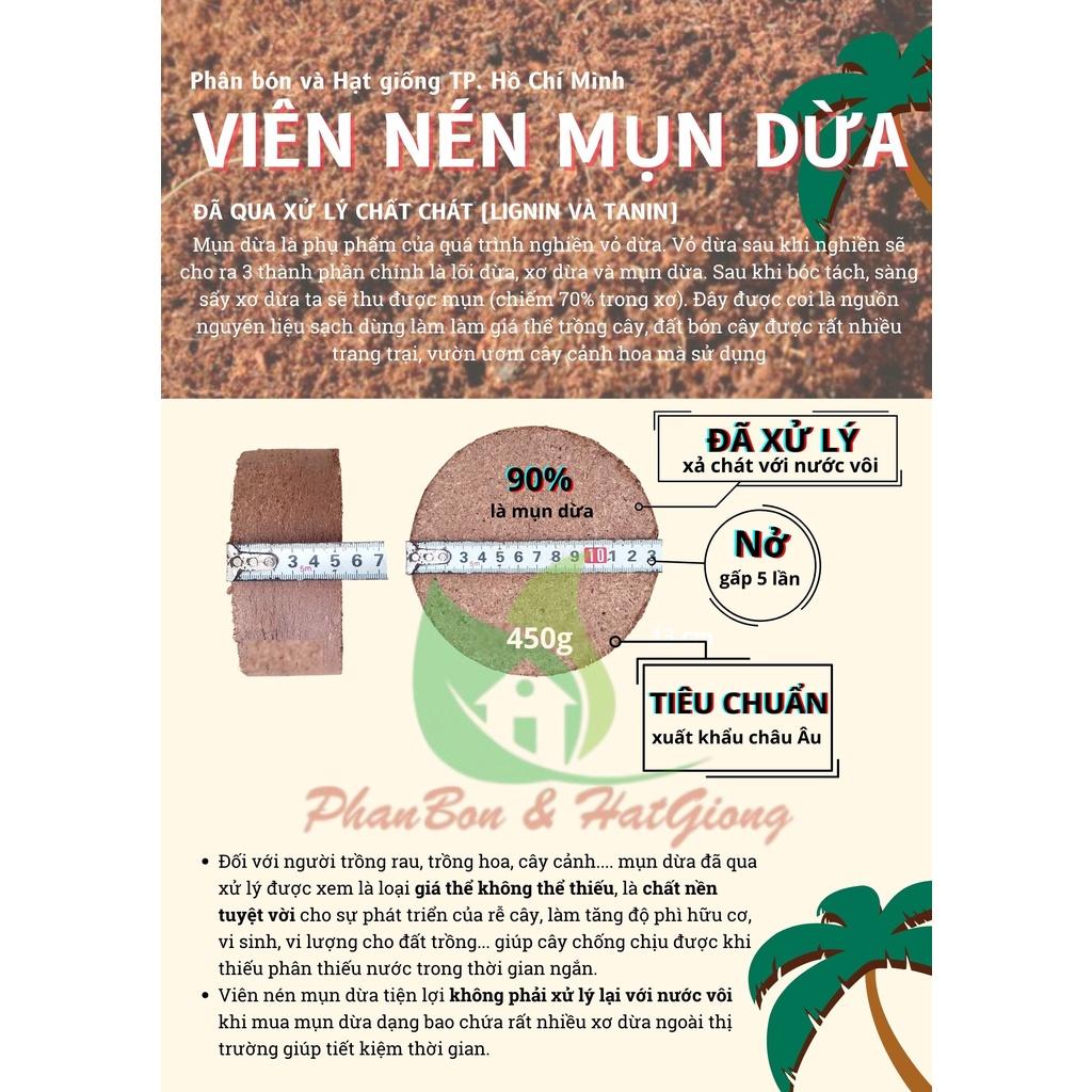 Viên nén xơ dừa, đất nén xơ dừa nén 450Gr dùng trồng rau, trộn giá thể trồng cây - Shop Phân Bón và Hạt Giống
