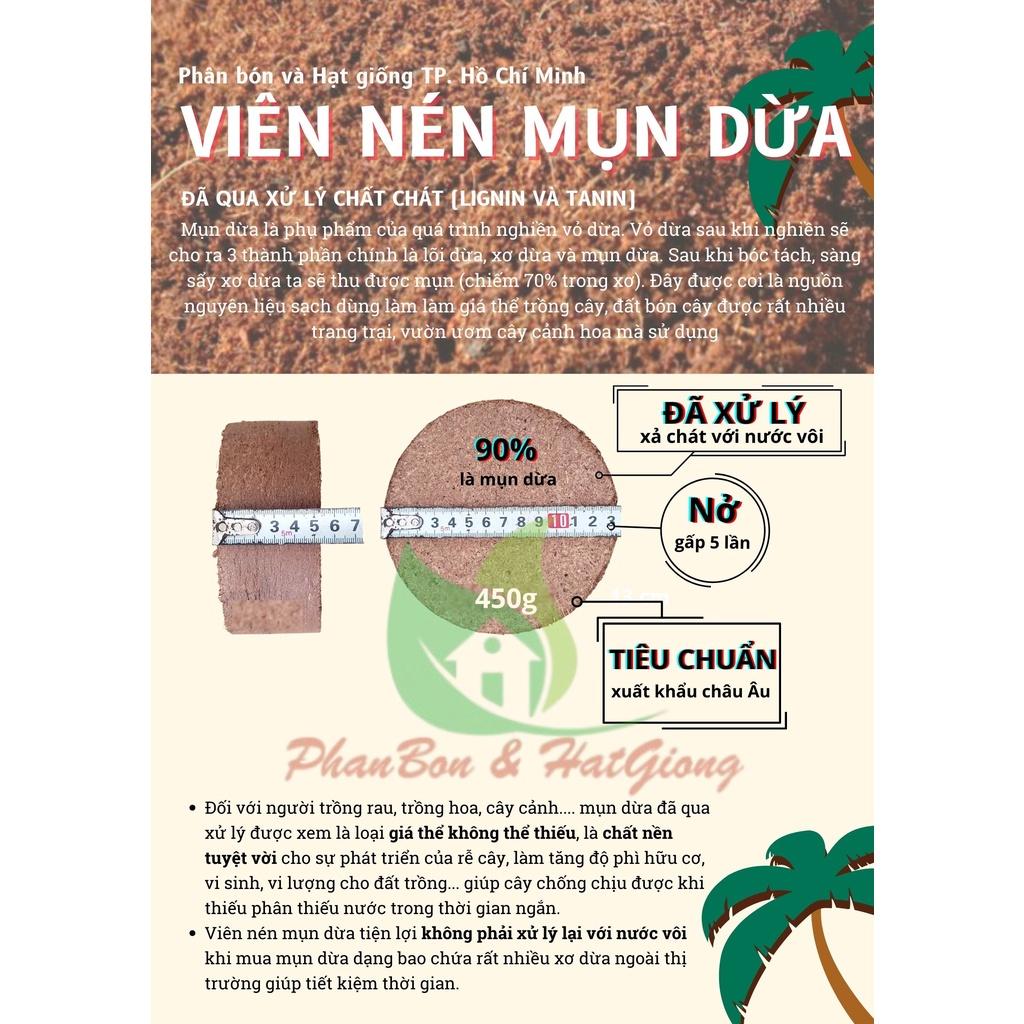 Viên nén xơ dừa, đất nén xơ dừa nén 450Gr dùng trồng rau, trộn giá thể trồng cây - Shop Phân Bón và Hạt Giống