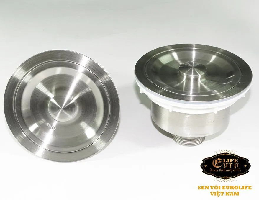 Bầu xi phông chậu rửa chén Inox SUS 304 110mm Eurolife EL-BXC110