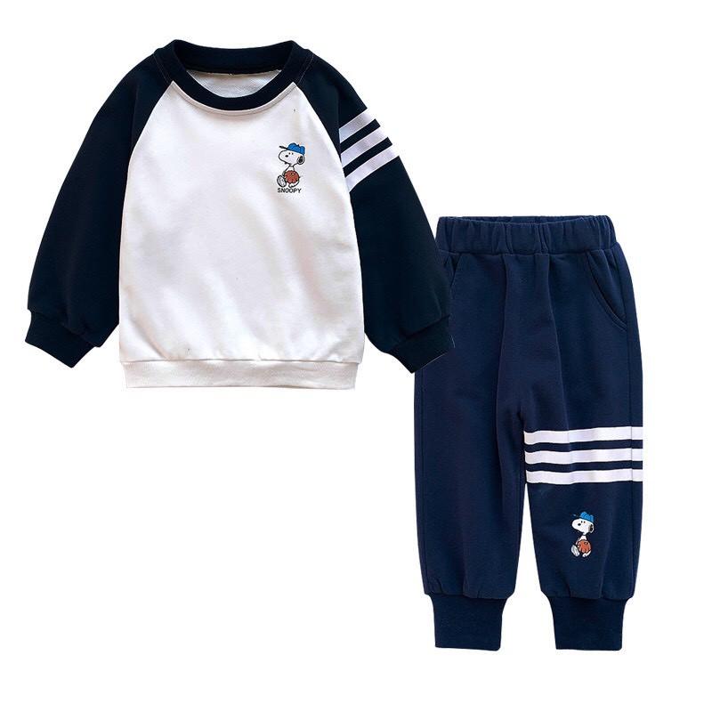 Bộ quần áo thu đông trẻ em 7-17kg (1-5 tuổi) dành cho cả bé trai và bé gái mẫu Snoopy