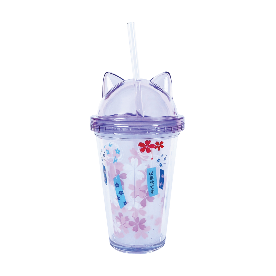 Ly Nhựa Clever Cup Happy Cat Tím CLEVERHIPPO PCUP07/PURPLE