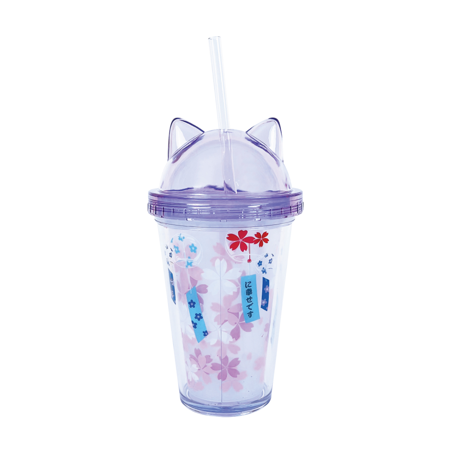 Ly Nhựa Clever Cup Happy Cat Tím CLEVERHIPPO PCUP07/PURPLE