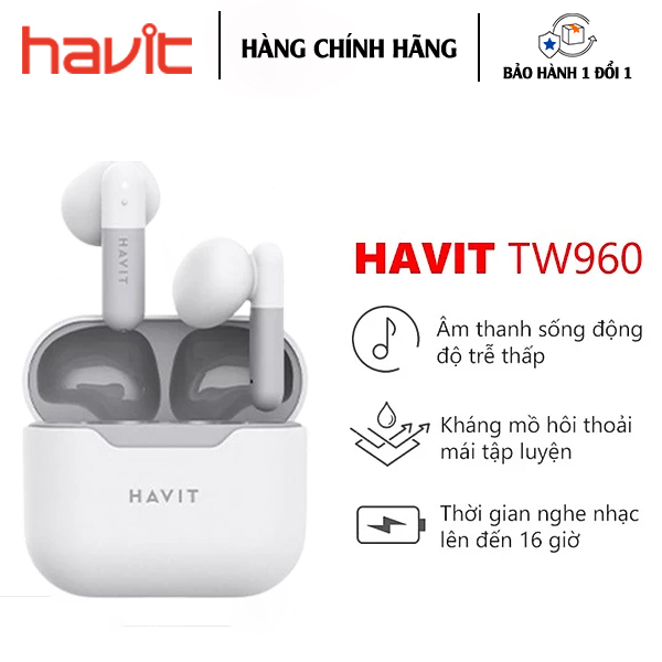 Tai nghe Bluetooth Havit TW960 là sản phẩm tai nghe chất lượng, độc đáo từ thiết kế tới âm thanh - Hàng Chính Hãng