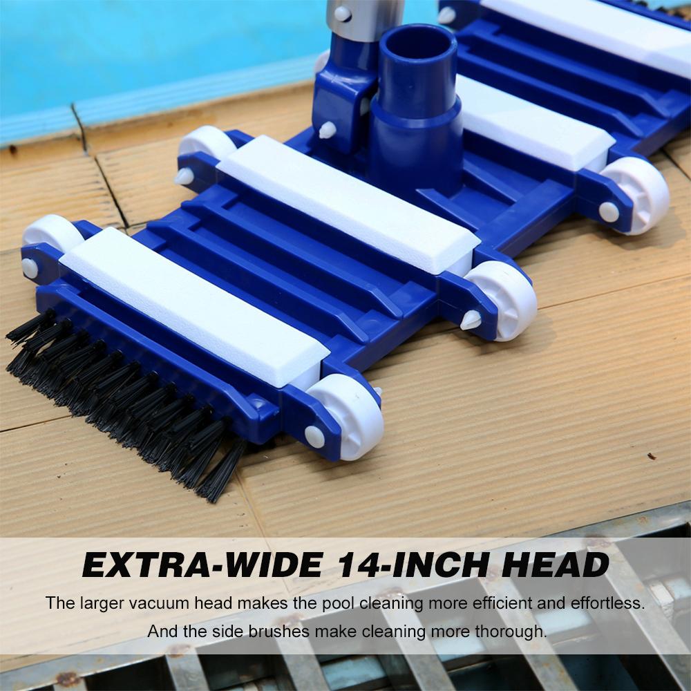 14-Inch Swimming Pool Vacuum Head Suction Head with Brush Flexible Vacuum Brush Head with Weighted Base Vacuum
