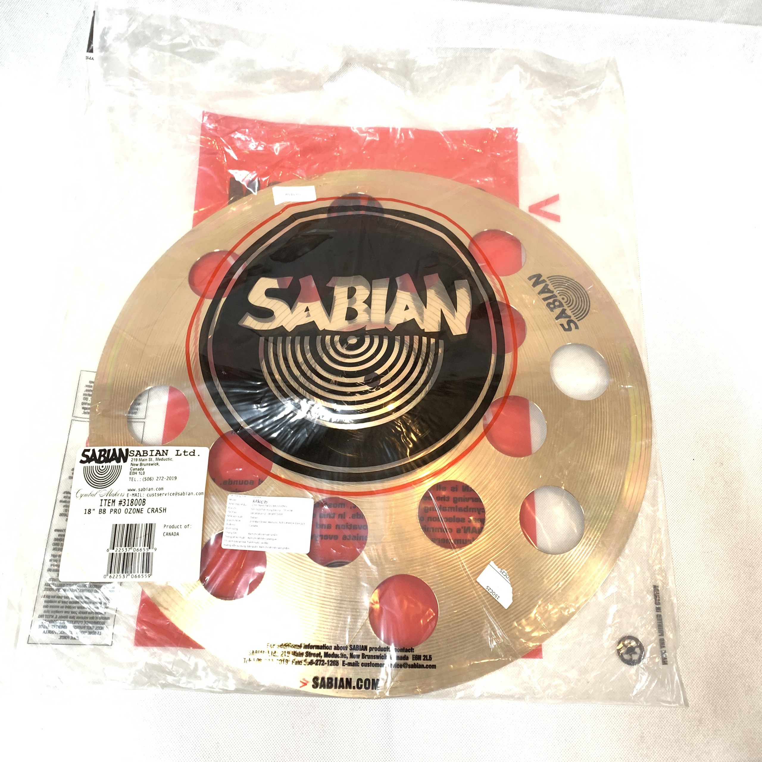 Lá trống B8PRO ozone crash 18'' 31800B Sabian - Hàng chính hãng