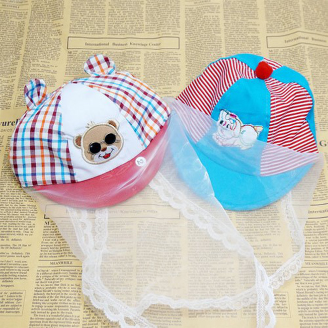 Mũ kèm khăn voan mũ chắn gió cho bé Set 02 Cái