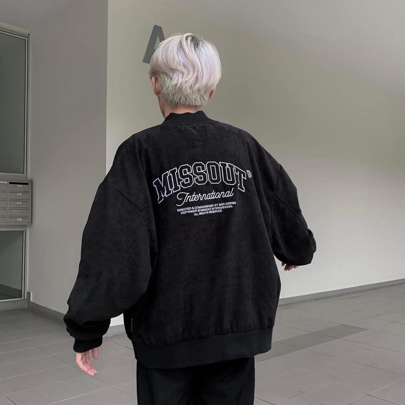 Áo Khoác Bomber Nhung gân MST 17 màu ĐEN Nam nữ unisex Áo Jacket form rộng Jaystoree