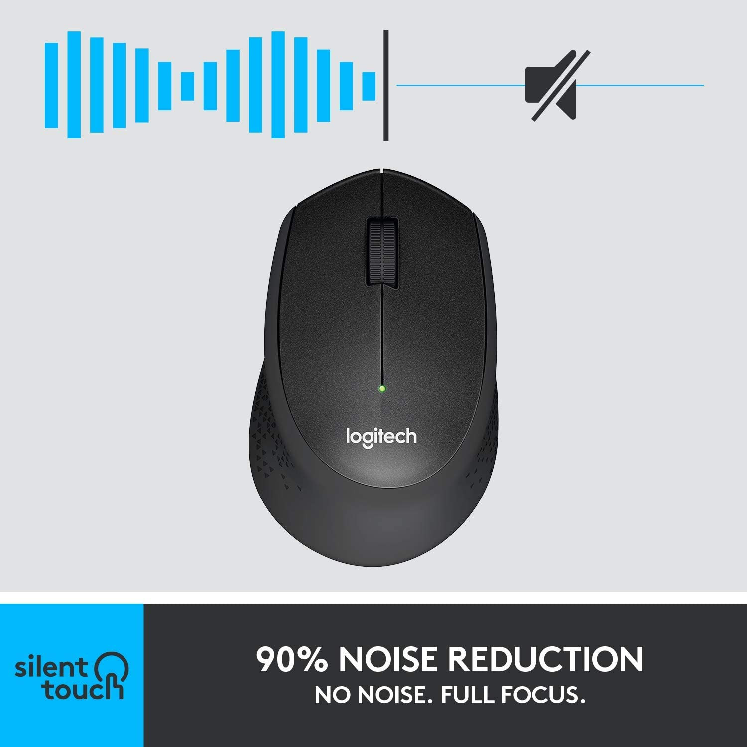 Chuột không dây Logitech M330 Silent Plus giảm ồn 90% - USB 2.4GHz, pin 2 năm, phù hợp người thuận tay phải, PC/ Laptop - Hàng chính hãng - Màu Đen