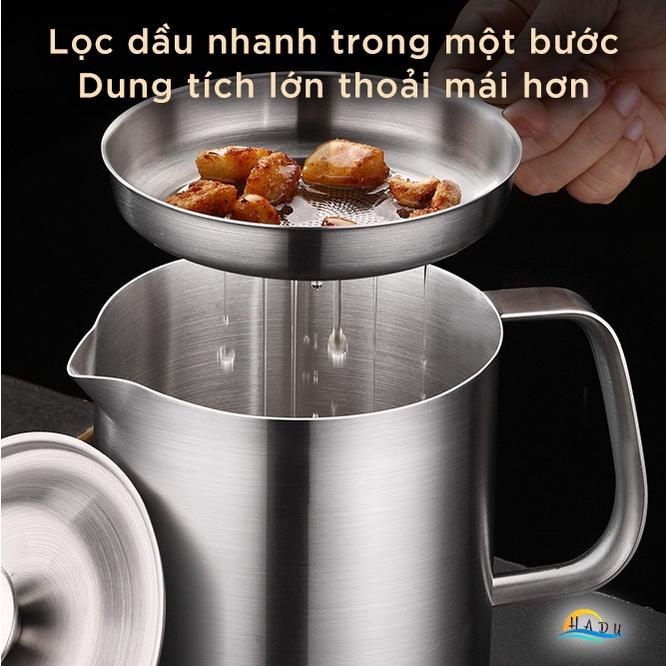 Ca Lọc Dầu Ăn Inox 304 Cao Cấp Có Lưới Lọc Cặn Bằng Inox Loại 2lit Có Nắp Đạt Chất Lượng Đức HADU