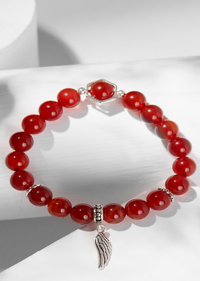 Vòng tay đá mã não đỏ phối cánh bạc Ngọc Quý Gemstones