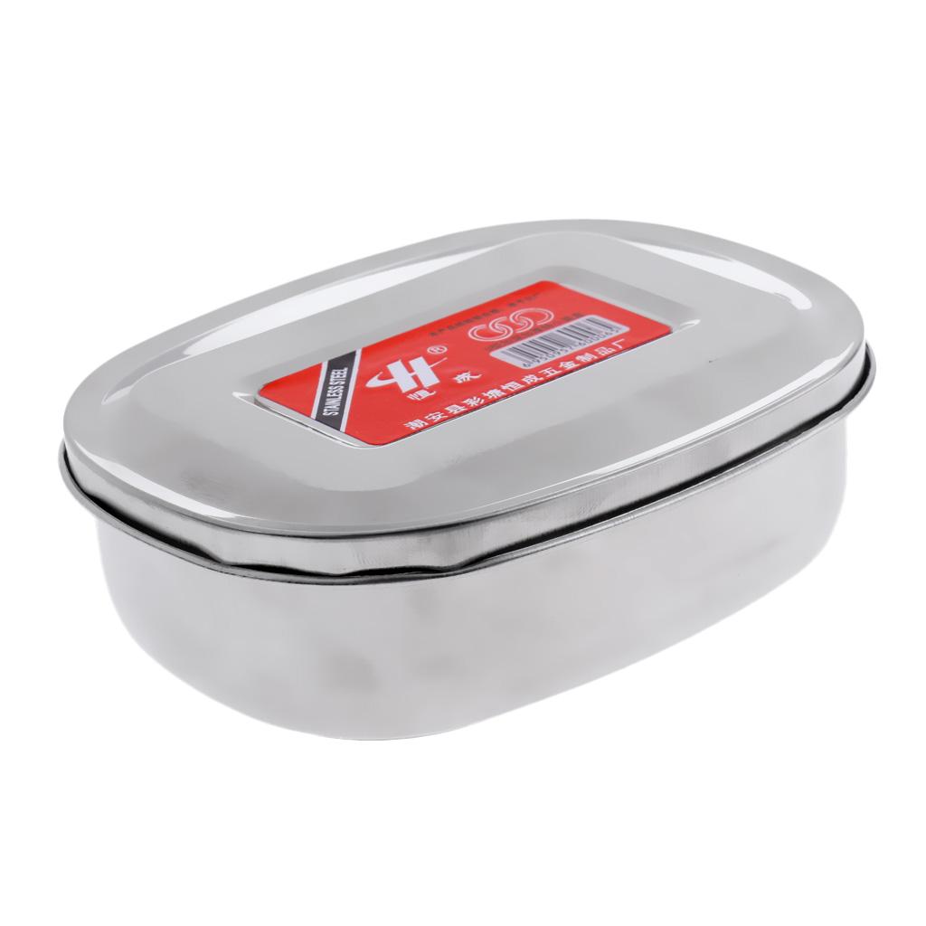 Stainless Steel Oval Bento Lunch Box School Camping Food Storage Container S