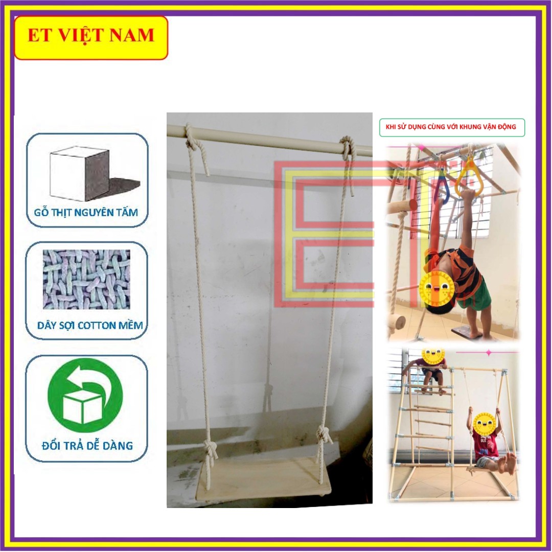 Xích đu gỗ, phụ kiện khung vận động, xà đu đa năng