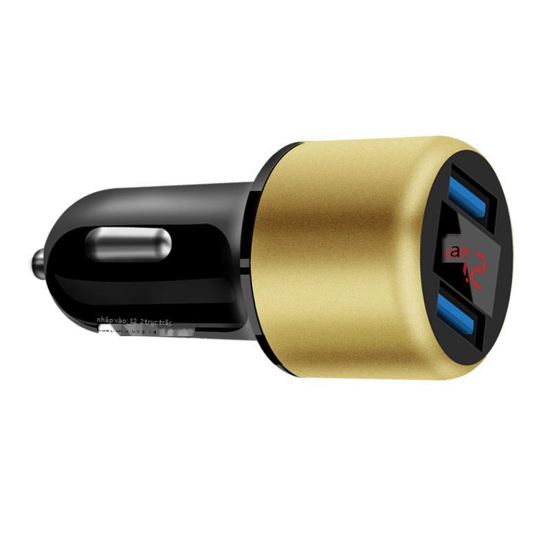 Đảm Bảo Chất Lượng Màn Hình Mới Hợp Kim Nhôm Sạc Xe Hơi 5V3.1A Dual USB Đa Năng Hào Quang Màn Hình Hiển Thị Kỹ Thuật Số Sạc Xe Hơi