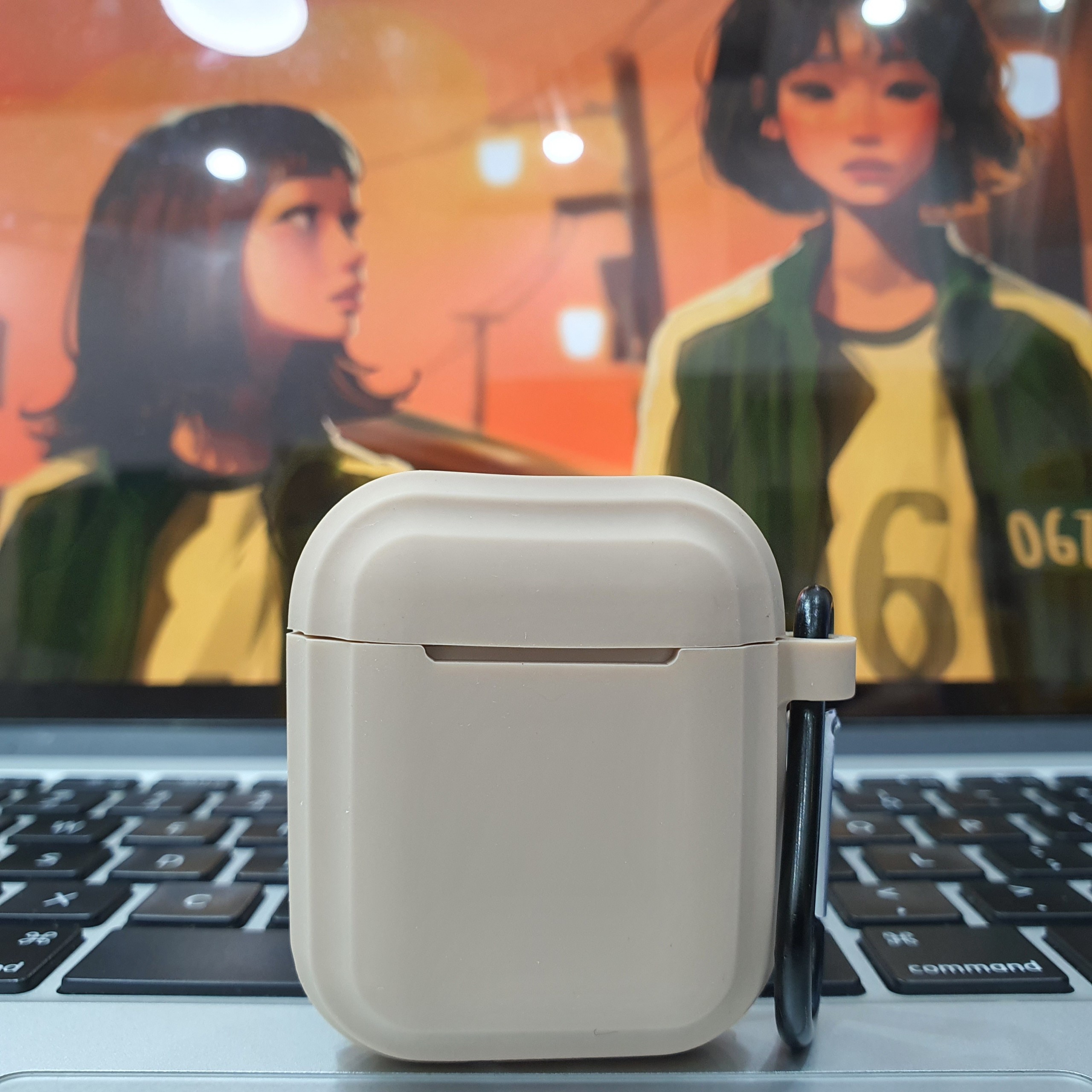 Case Ốp Dành Cho Airpods 1/2 - Màu Nâu Đậm Và Màu Xám Trơn Chia Cấp