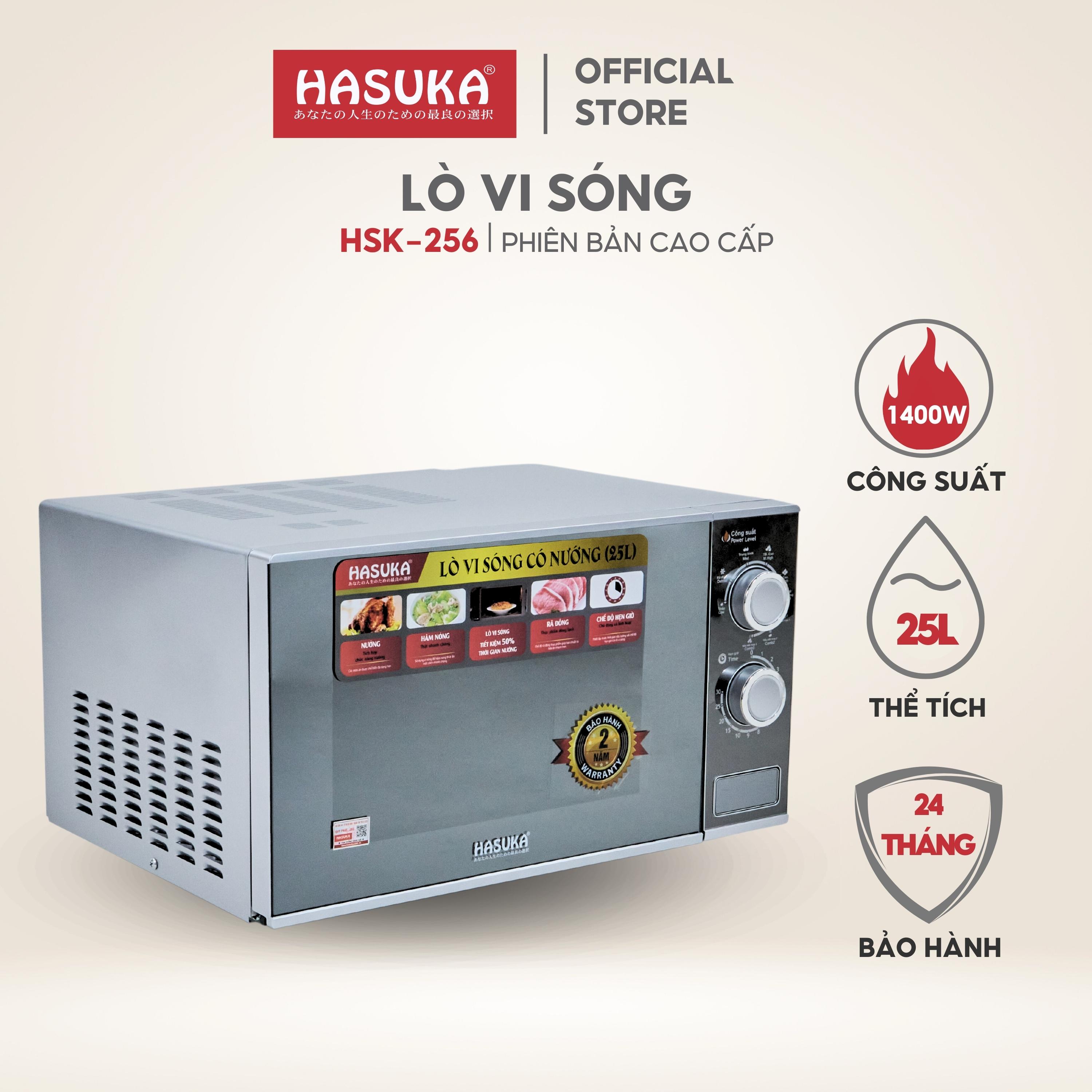 Lò vi sóng HASUKA HSK-256 công suất 1400W, dung tích 25L đa chức năng, nhiều tiện ích khác nhau - HÀNG CHÍNH HÃNG(BH 12 tháng)