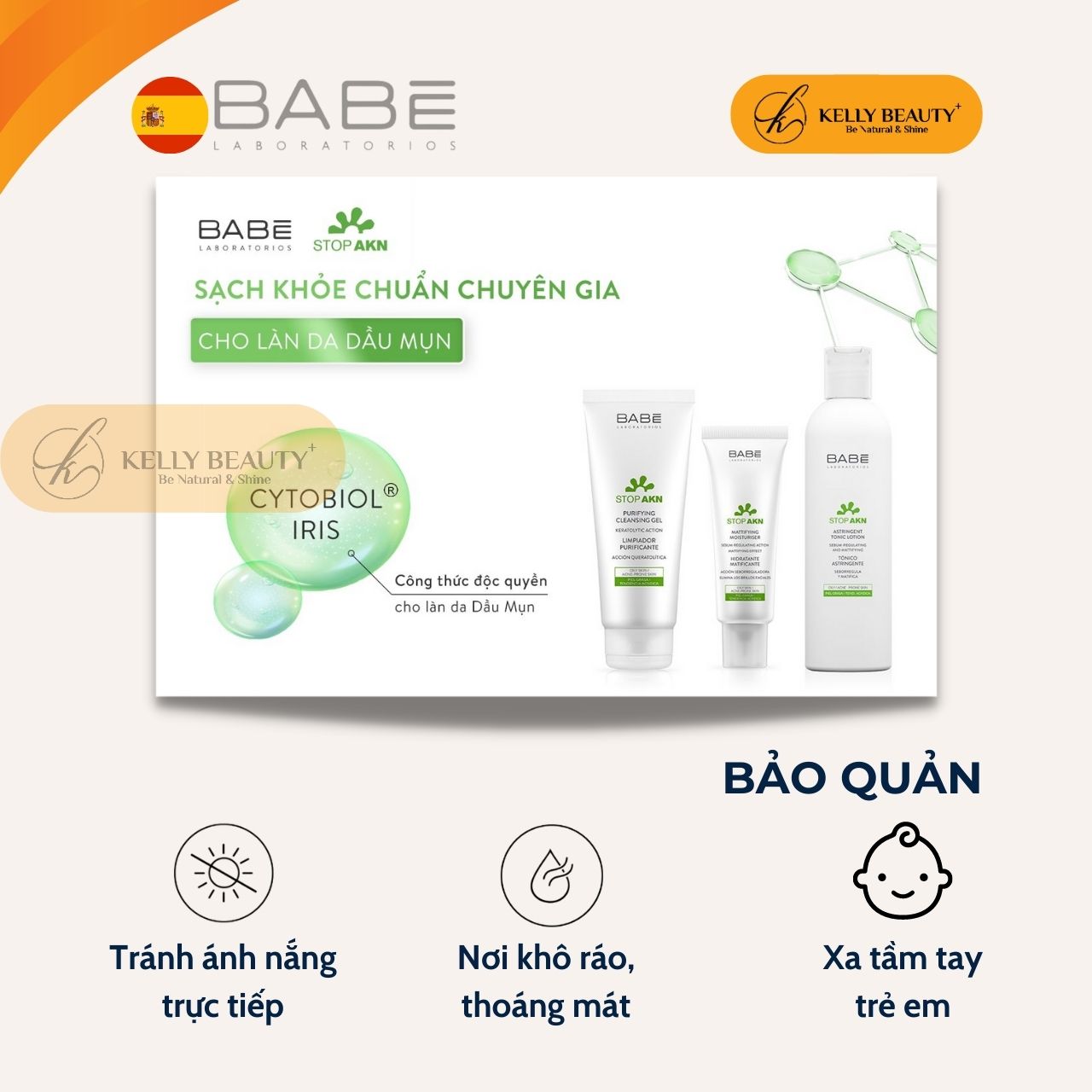 Kem Dưỡng Kiềm Dầu Ngừa Mụn BABE Stop AKN Mattifying Moisturiser - Kelly Beauty