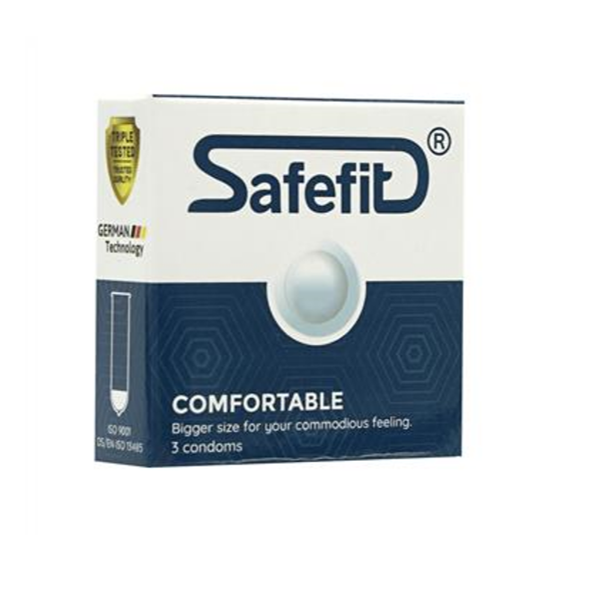 Bao cao su siêu mỏng SafeFit Comfortable size 52mm - hộp 3 cái