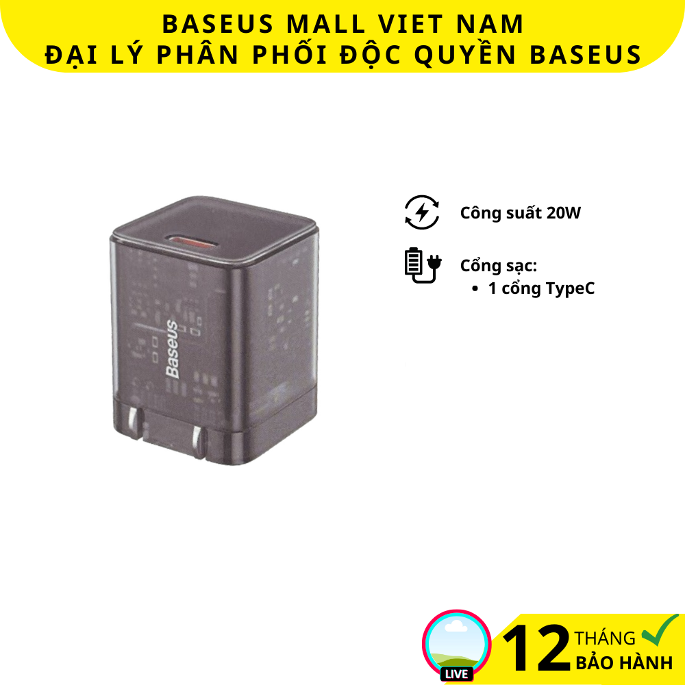 Cốc sạc nhanh DZ-AS Baseus GaN5 Fast Charger 1C 20W (Chân gập) (Hàng chính hãng)