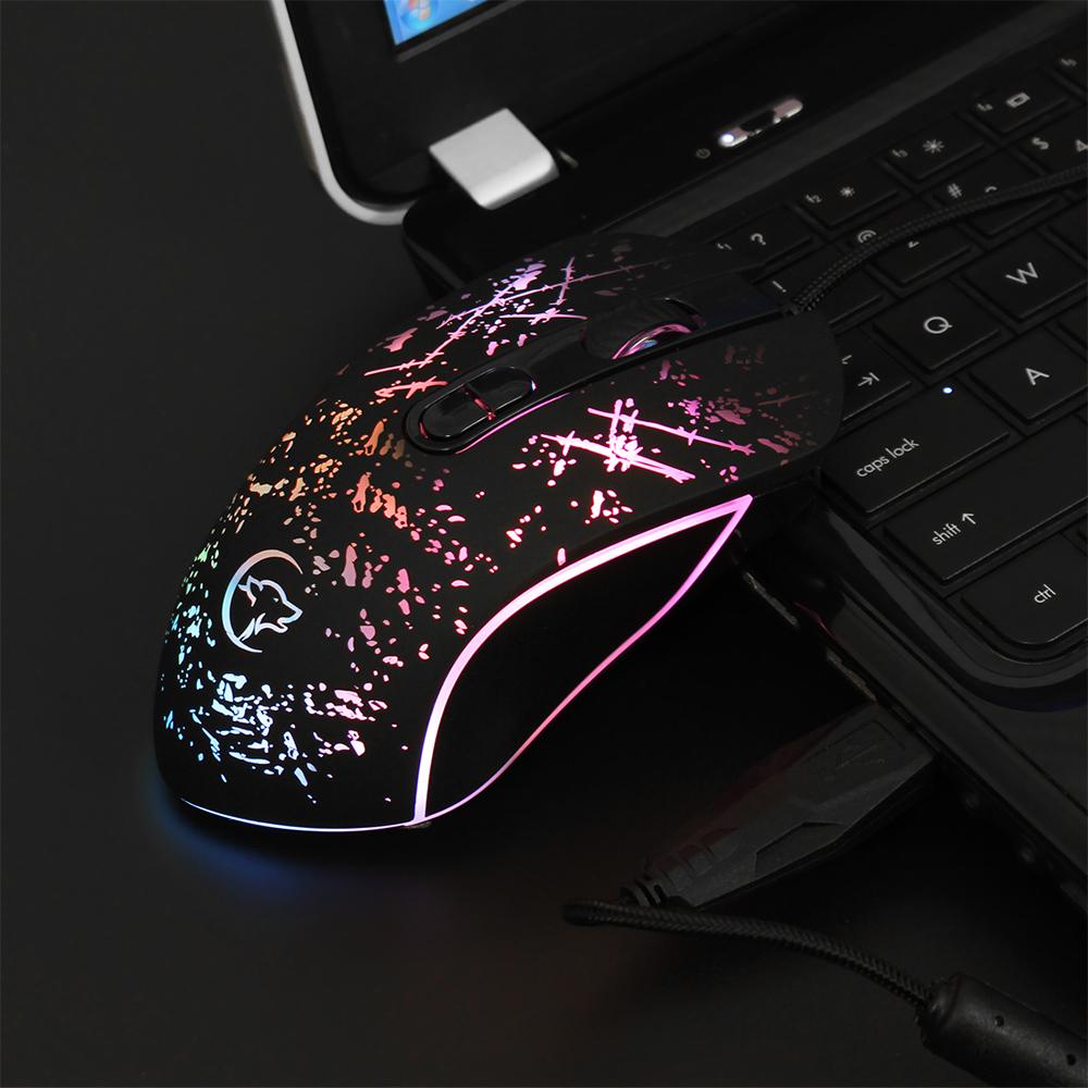 Chuột chơi game có dây YWYT với DPI có thể điều chỉnh được tay cầm công thái học RGB