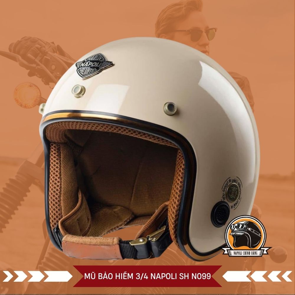 Mũ Bảo Hiểm 3/4 Napoli [CHÍNH HÃNG][FREESHIP] - Nón Bảo Hiểm Napoli SH N099 - Đủ Màu - Viền Đồng