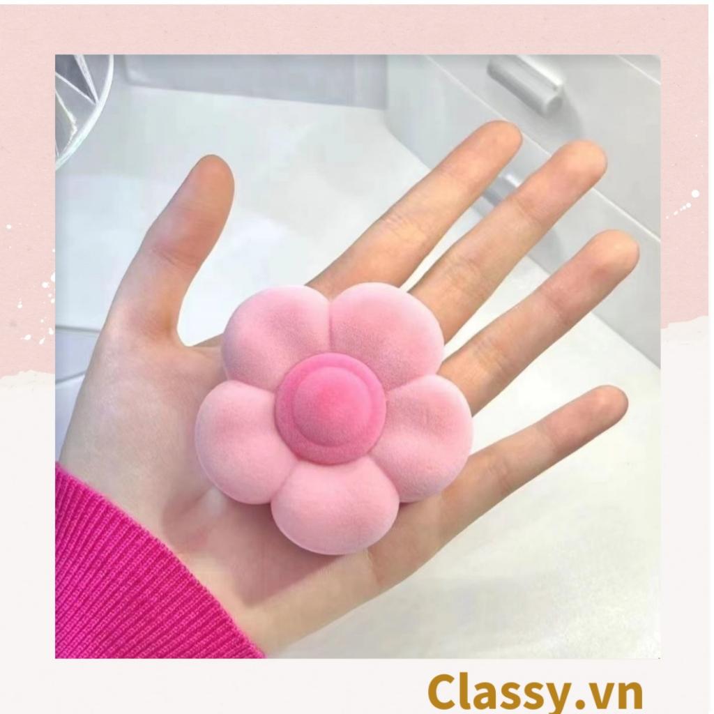 Hộp đựng nhẫn, đựng khuyên tai Classy hình bông đào màu hồng Q1591