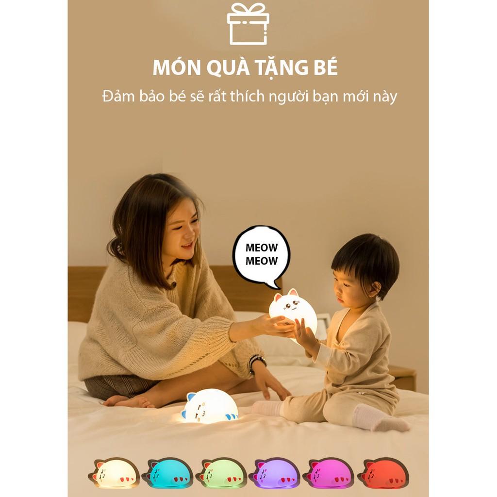 Đèn ngủ cảm ứng đổi màu silicone hình mèo ngủ cực đáng yêu Venado