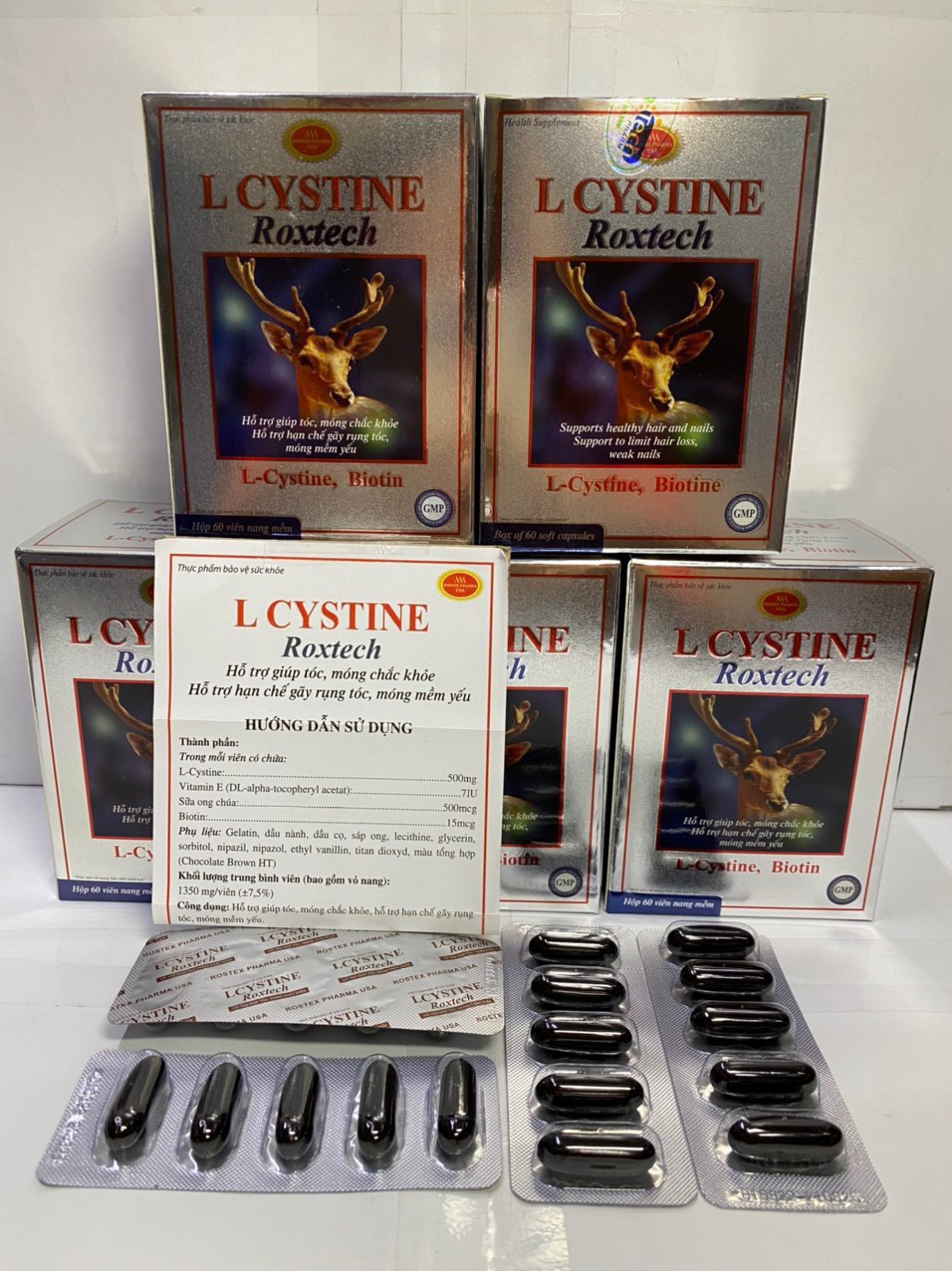 Combo 2 Hộp Viên uống L-Cystine Biotin, giúp khỏe tóc, mọc tóc, giảm gãy rụng tóc - Hộp 60 viên
