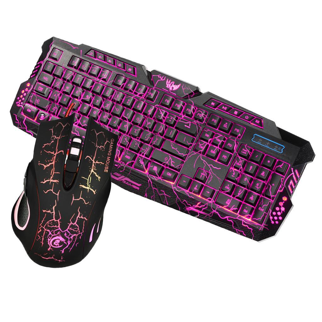 J10 English Character Backlight Cracked Gaming Mouse Keyboard Combo Set