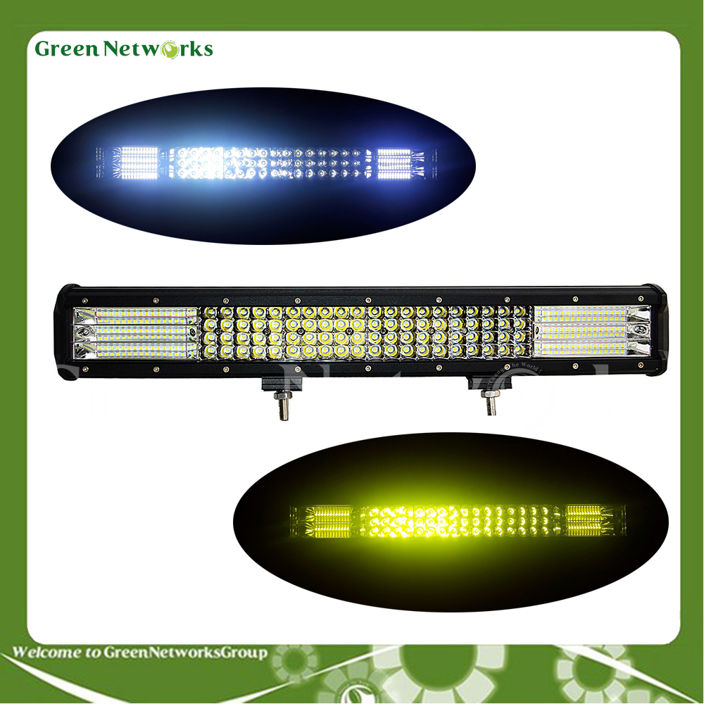 Đèn Led bar trợ sáng xe hơi xe tải 48 bóng tròn 2 màu trắng vàng Green Networks Group