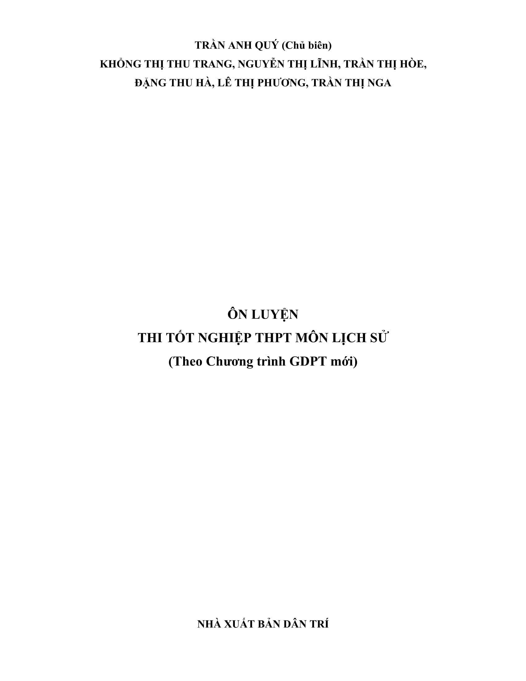 Sách - Ôn Luyện Thi Tốt Nghiệp THPT Theo Chương Trình GDPT Mới - Môn Lịch Sử