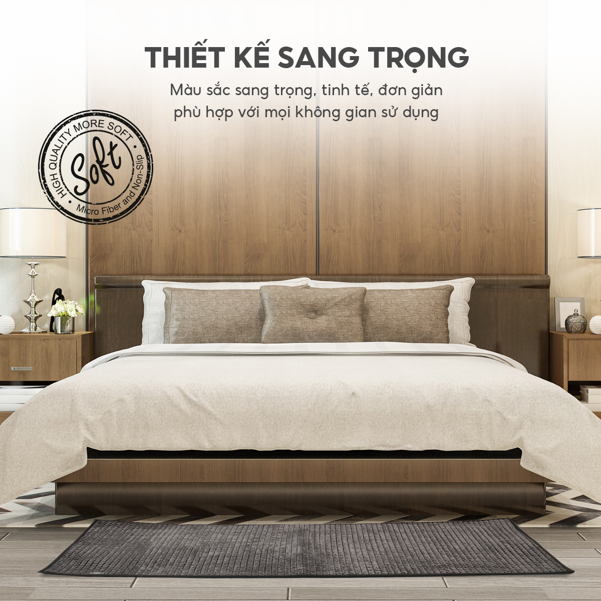 Thảm lau chân Lebenlang LBL8585, thảm nhà bếp thấm hút nước đế cao su chống trơn - hàng chính hãng