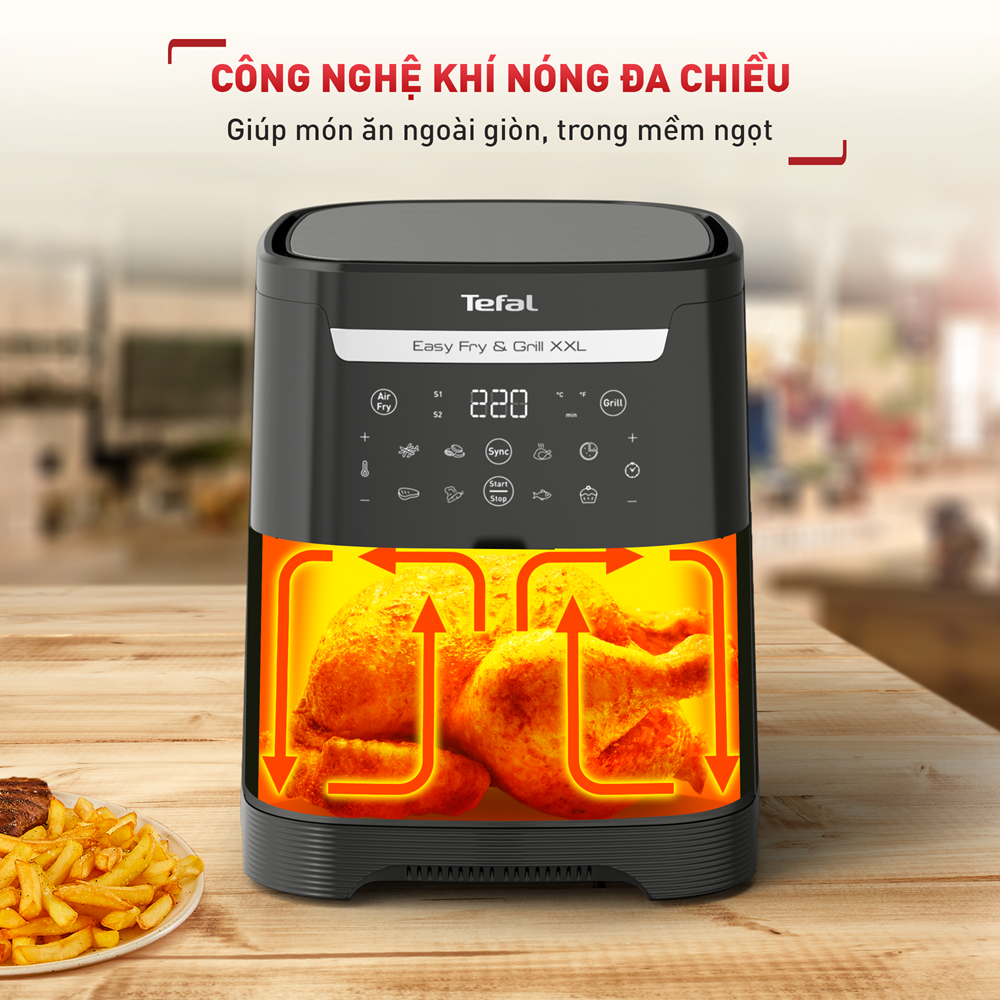 Nồi chiên không dầu Tefal 2in1 Easy Fry & Grill 6.5L XXL EY801815 - Hàng chính hãng